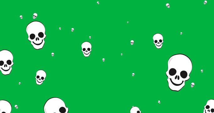 Halloween digital illustration holiday scary celebration skull icons animation black background
