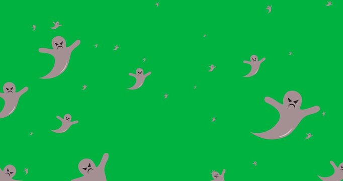 Digital Halloween illustrations feature scary ghosts and creepy animations.