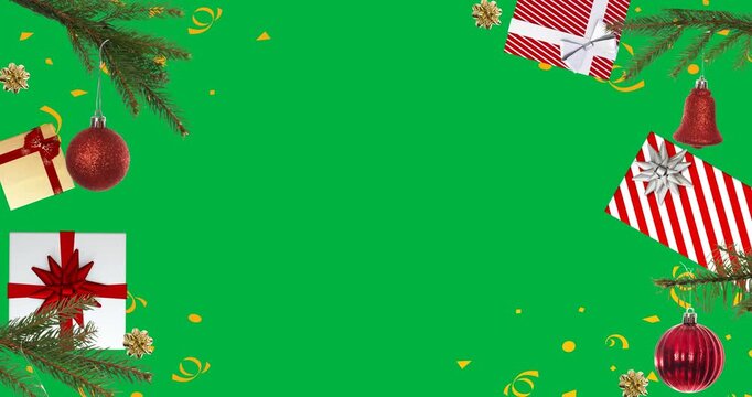 Multiple christmas concept icons with copy space on black background