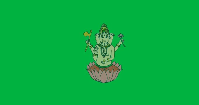 Digital animation of hindu god ganpati icon against black background