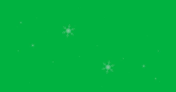 Digital animation of multiple snowflakes icons against black background