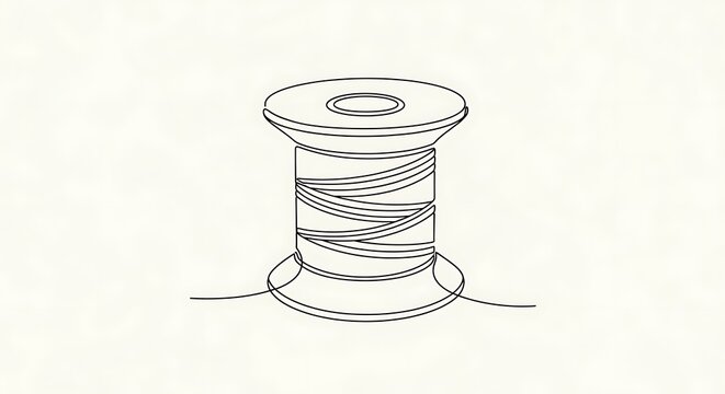 Spool of Thread - Minimalist Line Art Illustration.