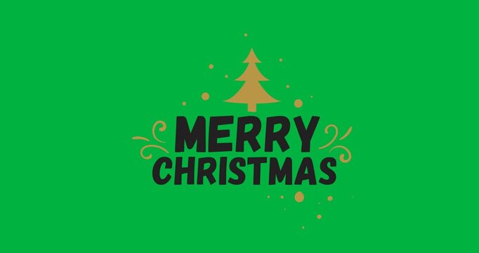 Digital animation of merry christmas text banner against black background