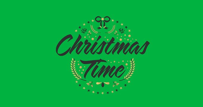 Digital animation of merry christmas time banner against black background