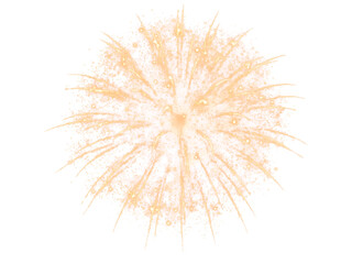 Obraz premium Golden sparkler explosion isolated on transparent background with rays and particles