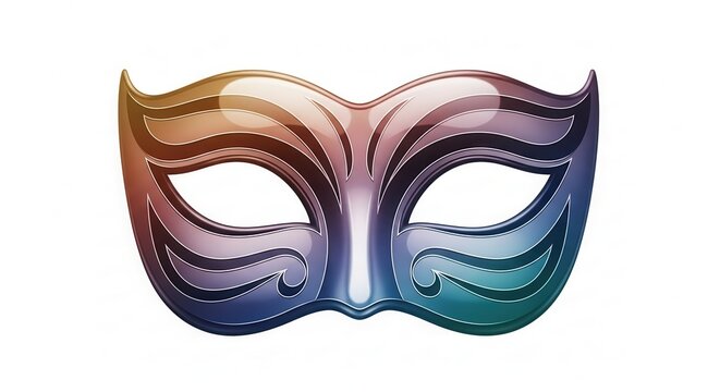 Vibrant gradient masquerade mask with glossy iridescent finish and ornate decorative patterns