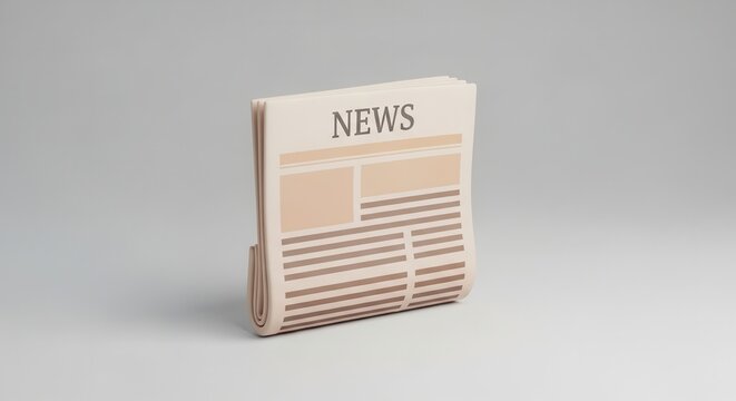 Clean digital rendering of a folded newspaper showing 'NEWS' on its masthead against a soft gray