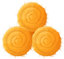 Three round hay bales stacked together on a white background © WinWin