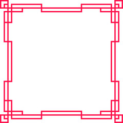 Obraz premium Red geometric lines creating a traditional Asian style rectangular frame with empty white copy space