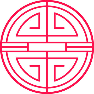 Traditional Chinese Shou symbol in red, representing long life and prosperity