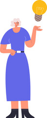 Obraz premium Senior woman generating a new idea, finding a solution, or experiencing inspiration