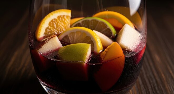 Bottom View of Sangria with Citrus and Fruit 209