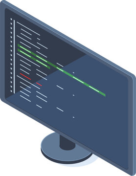 Computer monitor with code editor showing lines of code, programming, debugging, and technology