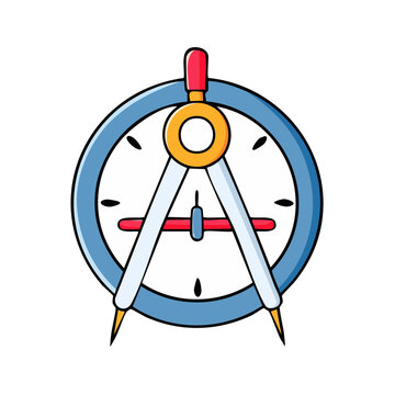 Drawing compass and protractor tool illustration on a white background