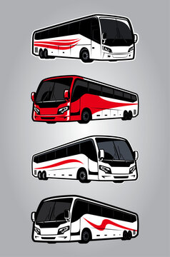 Fully editable vector passenger coach illustrations