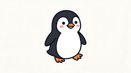 Naklejka premium Cute cartoon penguin standing alone.