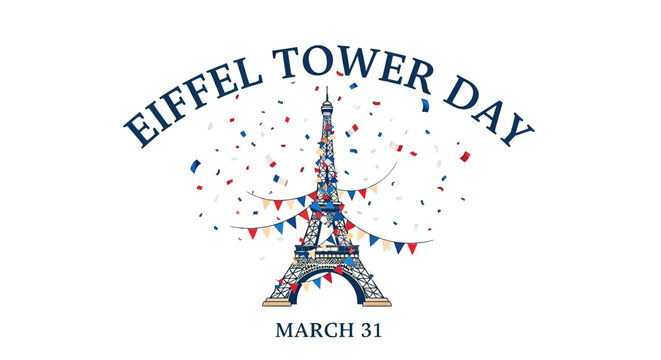 Eiffel Tower Day Celebration Icon.