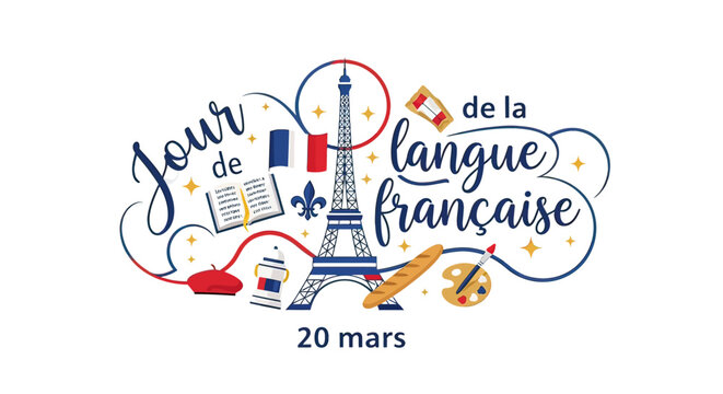 French Language Day Celebration Illustration.