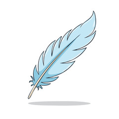 Obraz premium Delicate light blue feather illustration with a subtle grey shadow suggesting movement