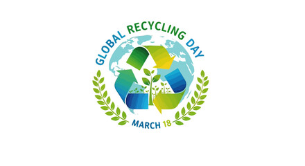 Recycling Symbol with Green Leaves.