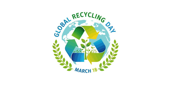 Recycling Symbol with Green Leaves.
