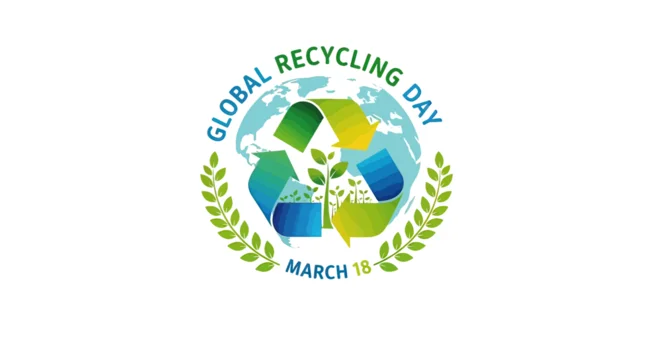 Recycling Symbol with Green Leaves.