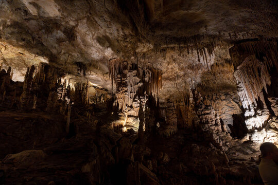 Underground cave with stalactites and stalagmites travel destination