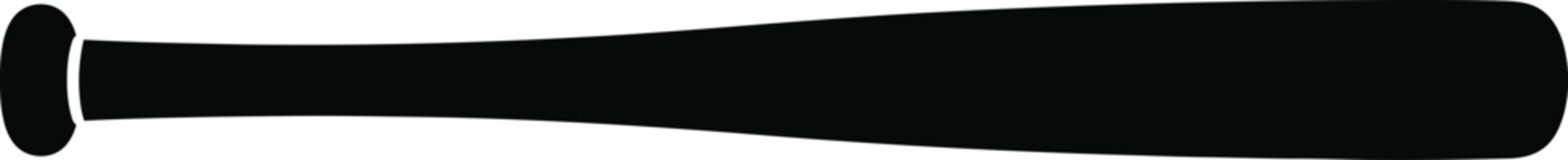 Silhouette of traditional baseball bat with narrow handle and wide barrel representing sports equipment for baseball and softball games