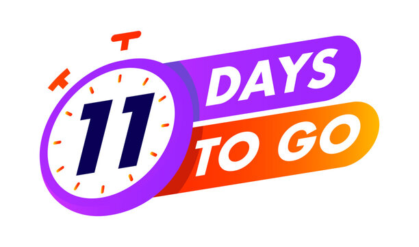 Countdown 11 days to go clock badge for sale, social media post, promotion, promo offer