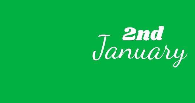 Digital animation of 2nd january text banner against black background