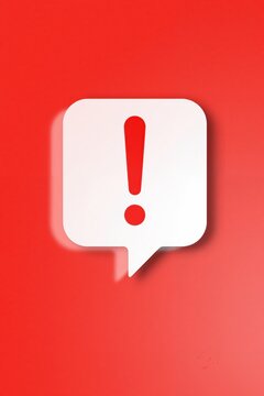 a red speech bubble with an exclamation mark