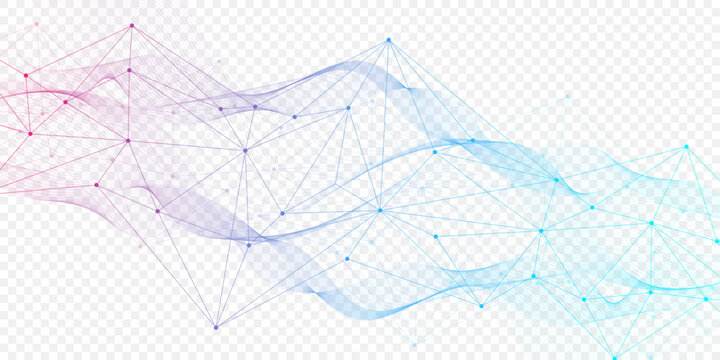 Global network connection website header or banner design. Abstract background with connecting dots and lines. Global business. Social network communication. Internet technology. Vector illustration