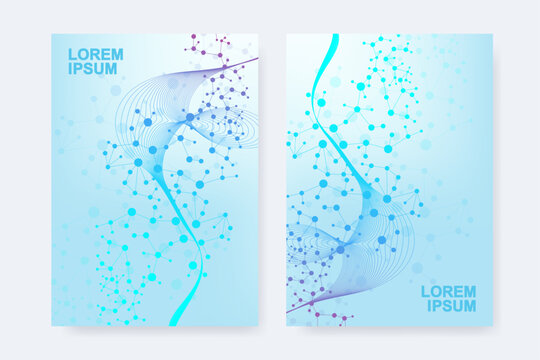 Modern templates for brochure magazine leaflet flyer cover booklet annual report. Modern futuristic hexagonal pattern with particle, molecule structure for medical, technology, chemistry, science.