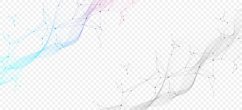 Geometric abstract background with connected line and dots. Structure molecule and communication. Big Data Visualization. Medical, technology, science background. Vector illustration.