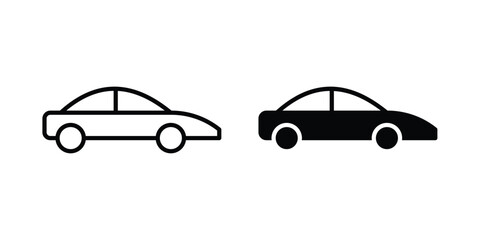 Fototapeta premium Car icon Flat and linear stroke vector design isolated illustration.