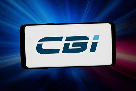 Stuttgart, Germany - 04-09-2026: In this photo illustration, the logo of company Crypto Blockchain Industries (CBI) is displayed on a smartphone in front of abstract background on computer screen.