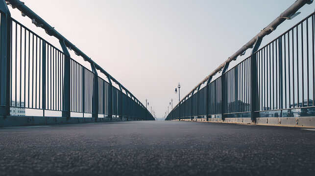 Empty Pedestrian Bridge with Railings