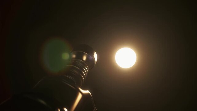 Bright Spotlight Illuminating In Dark Studio Background