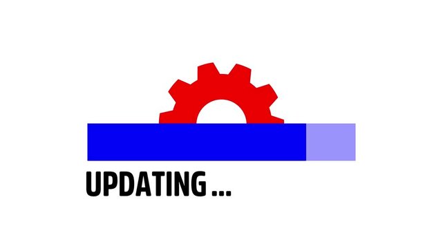 Operating system upgrade concept, software updating and process, update modern functions, Setting updating icon animation.