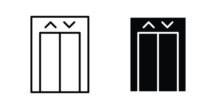 Elevator icon Flat and linear stroke vector design isolated illustration.
