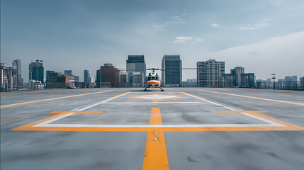 Obraz premium Empty Rooftop Helipad with Markings