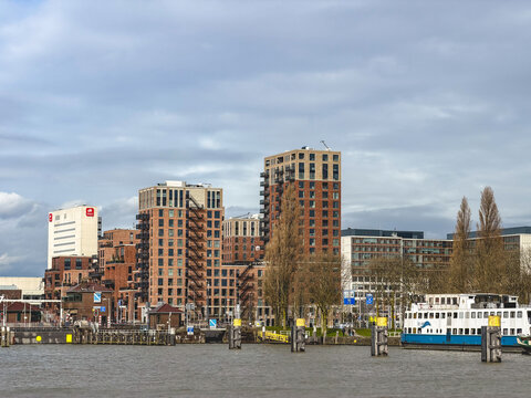 River and buildings in Rotterdam, The Netherlands.