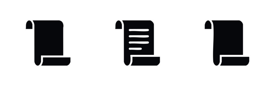 Scroll Icons: Rolled Parchment and Document Symbols for Information and History