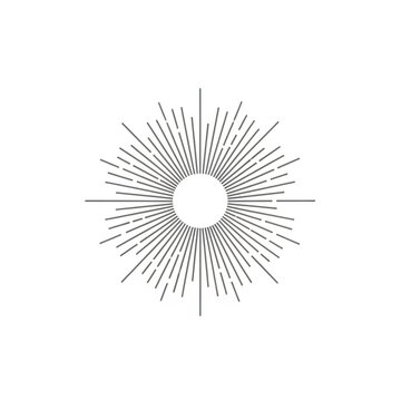 Simple Black and White Sun Symbol Design.