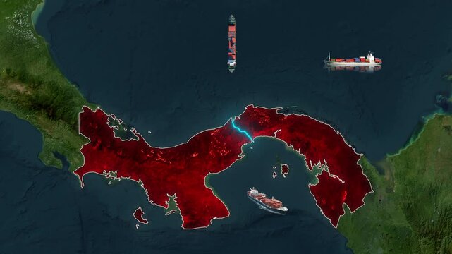Map Animation Highlighting the Strategic Panama Canal for Global Maritime Trade