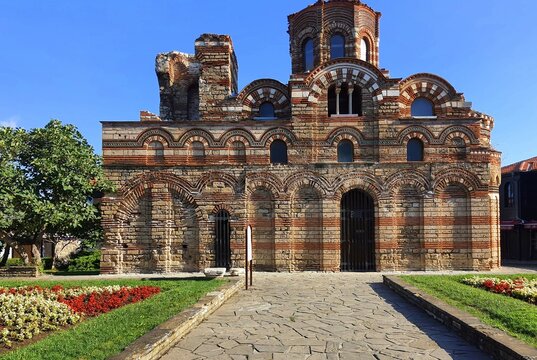 Beautiful Church of Pantocrator Nessebar, Bulgaria. Medieval Bogarian Church in Old Town of Nessebar