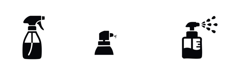 Fototapeta premium Icon Set: Spray Bottles with Liquid