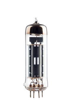 Vintage vacuum tube isolated on white background.