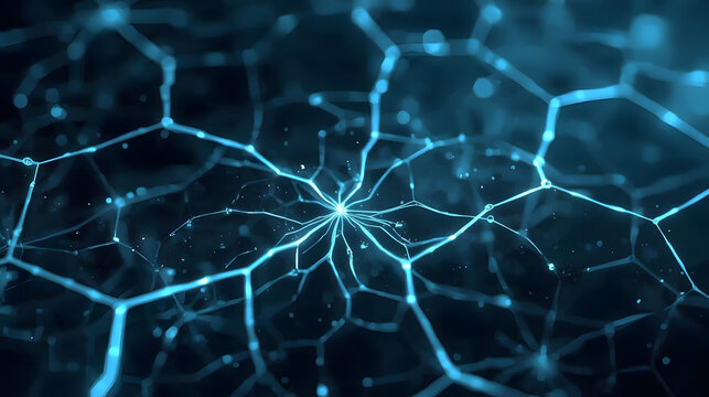 Macro photography of a futuristic self-healing smart polymer film with glowing cyan energy