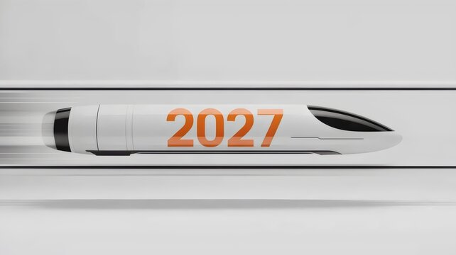 Sleek 2027 hyperloop pod on white background &ndash; Suitable for modern transit or engineering concepts.